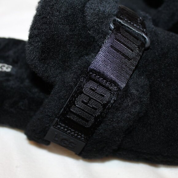NIB UGG MEN'S FLUFF IT SHEARLING SLIP ON SLIPPERS BLACK - Picture 3 of 6